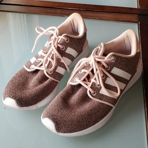 Pink adidas cloudfoam athletic shoes